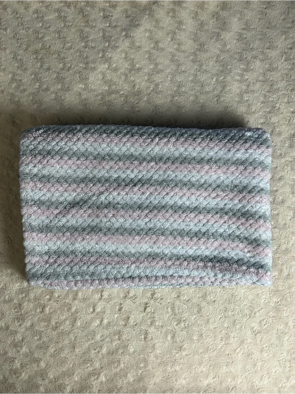 Gentle Steps Pink Gray White Stripes Baby Blanket Lovey Textured